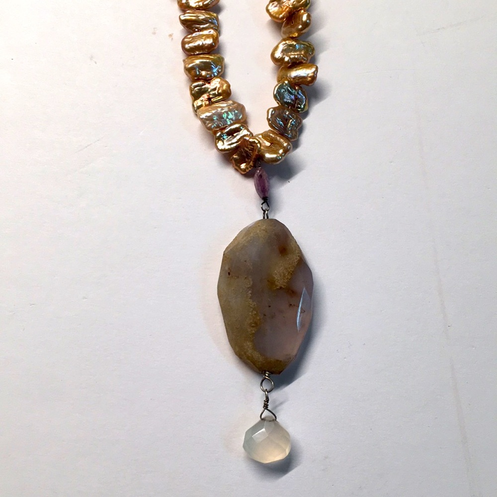 Freshwater champagne pearl necklace